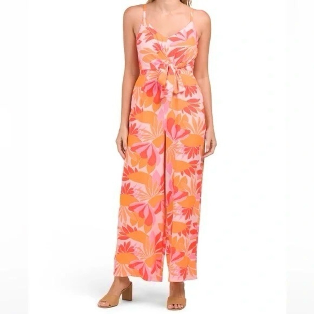 Anthropologie Abel The Label Josie Jumpsuit Small Multi Floral Pink Tropical
